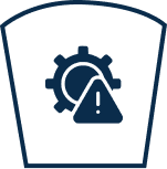 Alert triangle inside gear graphic