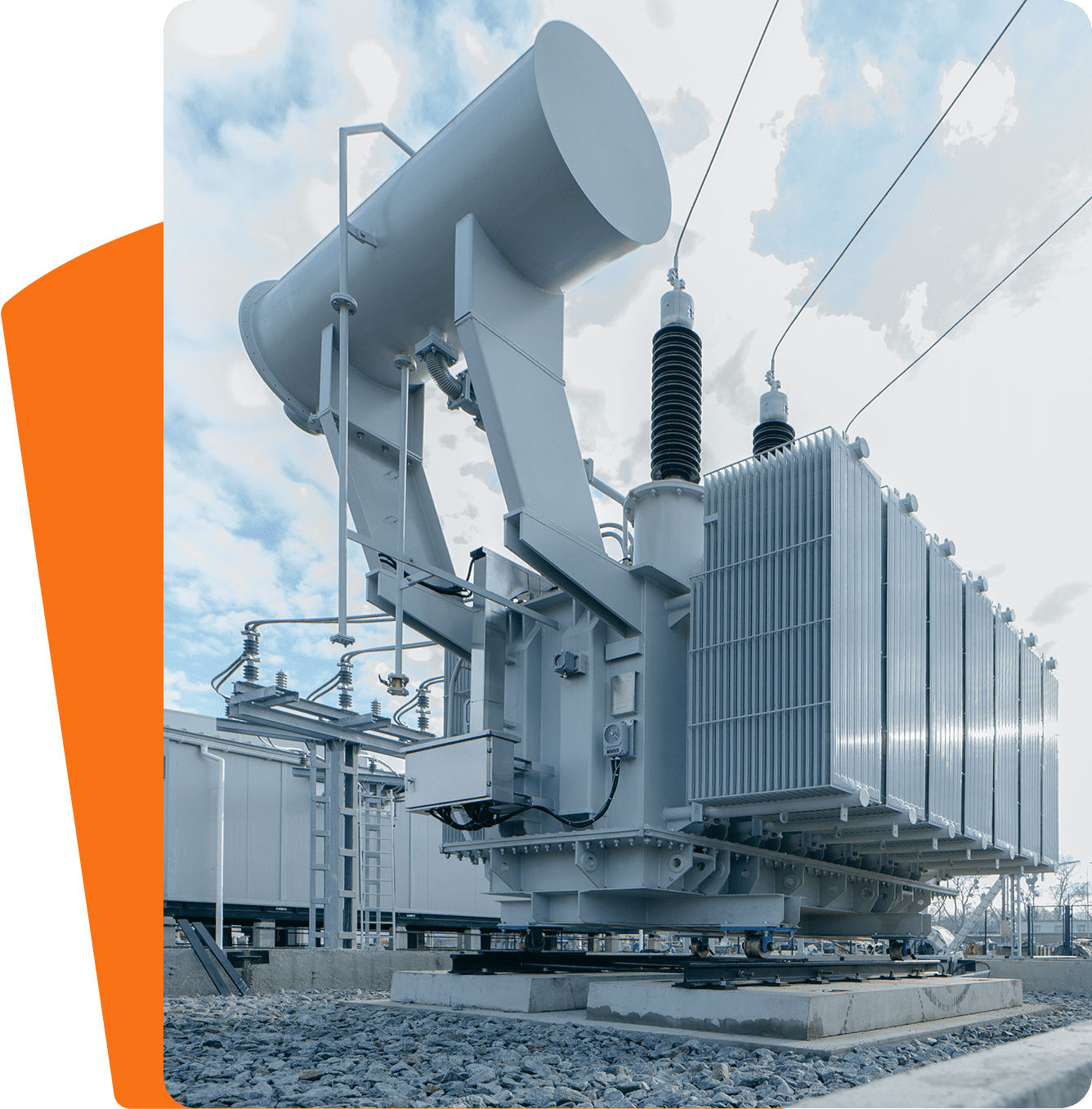 Large power transformer at electrical substation